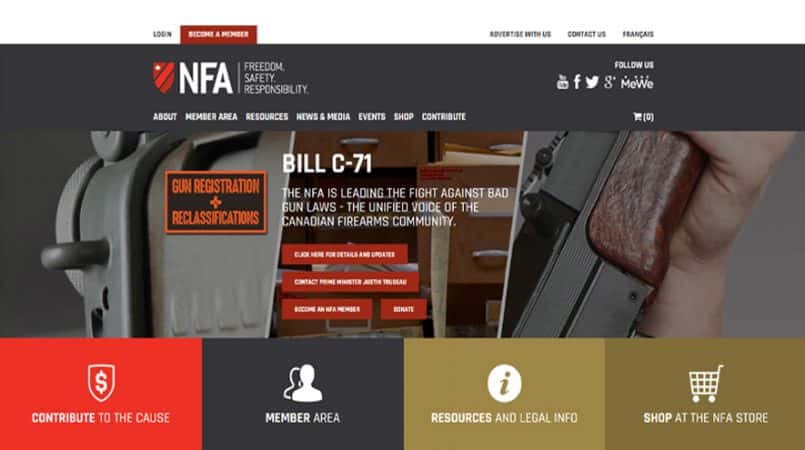 National Firearms Association (NFA) Website Screenshot 01