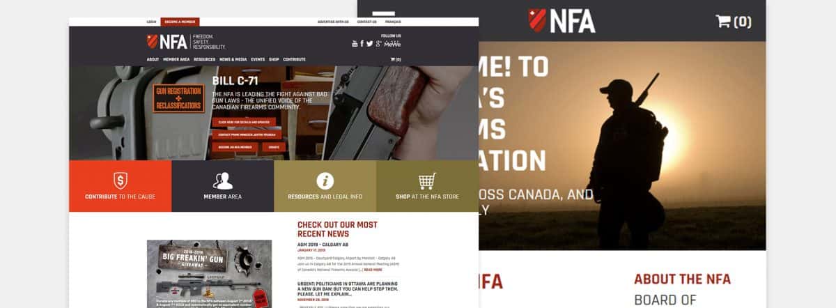 National Firearms Association (NFA) Website Screenshots Feature
