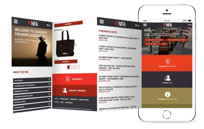 National Firearms Association (NFA) Website iPhone Mockup