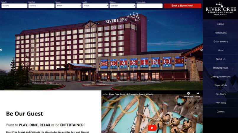 River Cree Resort & Casino (Website Screenshot 1)